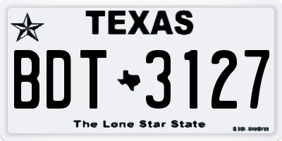 TX license plate BDT3127
