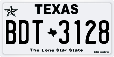 TX license plate BDT3128