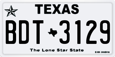 TX license plate BDT3129