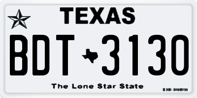 TX license plate BDT3130