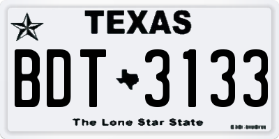 TX license plate BDT3133