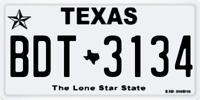 TX license plate BDT3134