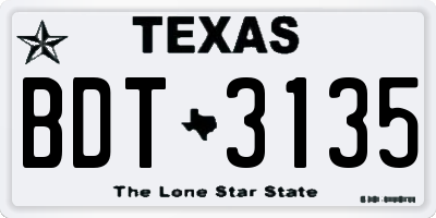 TX license plate BDT3135