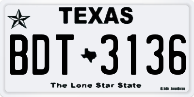 TX license plate BDT3136