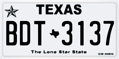 TX license plate BDT3137