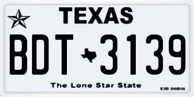 TX license plate BDT3139
