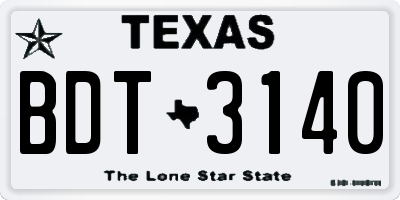 TX license plate BDT3140
