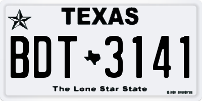TX license plate BDT3141