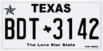 TX license plate BDT3142