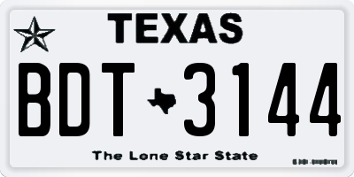 TX license plate BDT3144