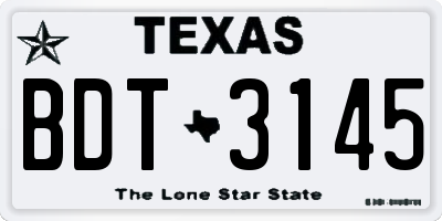 TX license plate BDT3145