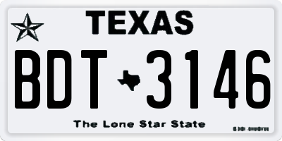 TX license plate BDT3146