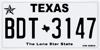 TX license plate BDT3147