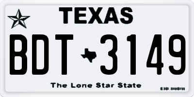 TX license plate BDT3149