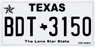 TX license plate BDT3150