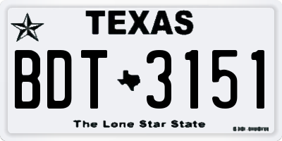 TX license plate BDT3151