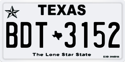 TX license plate BDT3152