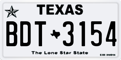 TX license plate BDT3154
