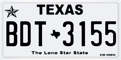 TX license plate BDT3155