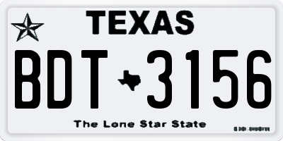 TX license plate BDT3156