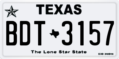 TX license plate BDT3157