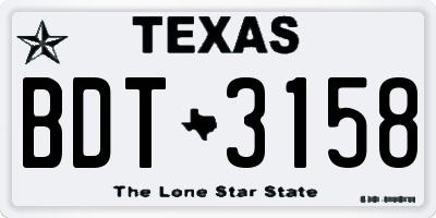TX license plate BDT3158