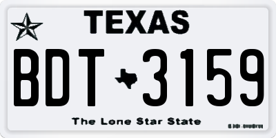 TX license plate BDT3159