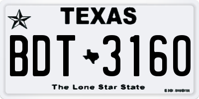 TX license plate BDT3160