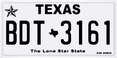 TX license plate BDT3161
