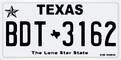 TX license plate BDT3162