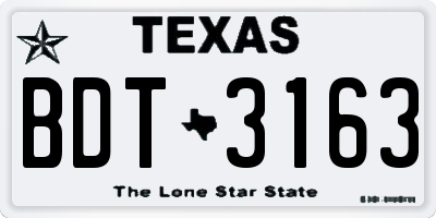 TX license plate BDT3163
