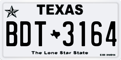 TX license plate BDT3164