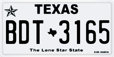 TX license plate BDT3165