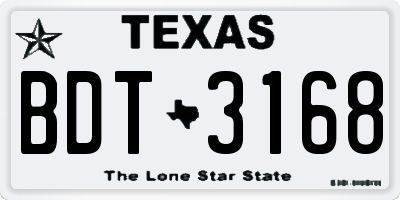 TX license plate BDT3168