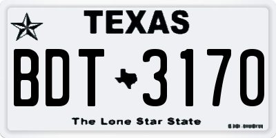 TX license plate BDT3170