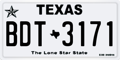 TX license plate BDT3171