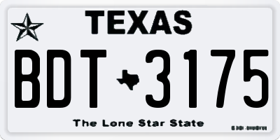 TX license plate BDT3175