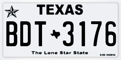 TX license plate BDT3176