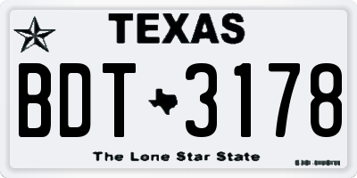 TX license plate BDT3178