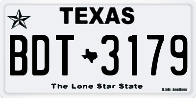 TX license plate BDT3179