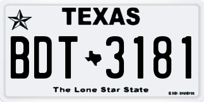 TX license plate BDT3181