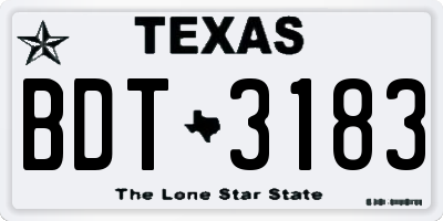 TX license plate BDT3183