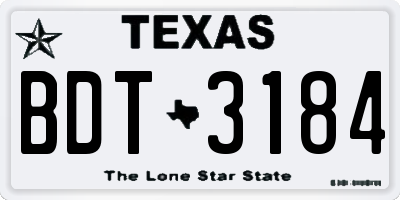 TX license plate BDT3184