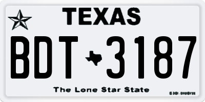 TX license plate BDT3187
