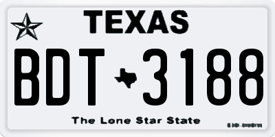TX license plate BDT3188
