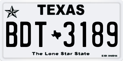 TX license plate BDT3189