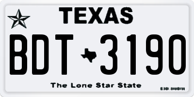 TX license plate BDT3190
