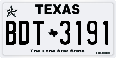 TX license plate BDT3191