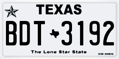 TX license plate BDT3192