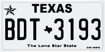 TX license plate BDT3193